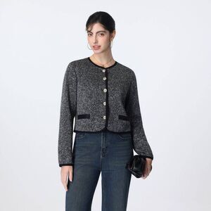 Women's Golden Button Cardigan - A New Day Dark Gray Abstract M